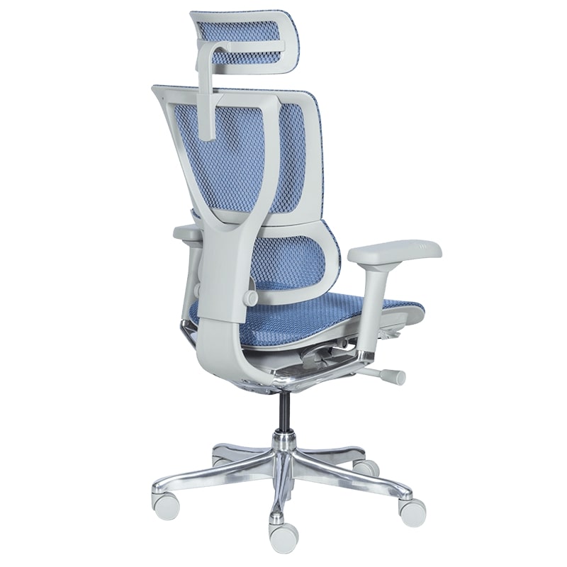 Ергономичен офис стол IOO Elite 2 сива рамка-син